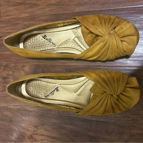 Mustard Yellow Microsuede Ballet Flats Like New - Picture 3 of 10